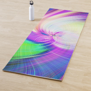 SPIRALFLUO - Psychedelic Colourful Modern Fractal Yoga Mat
