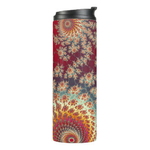 Spiraling Floral Pattern Thermal Tumbler