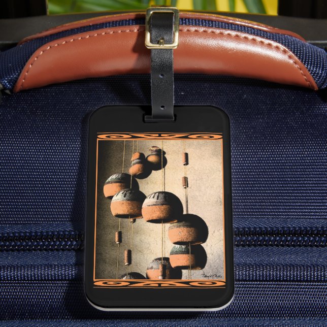 Spiralled Clay Wind Chimes Still Life Luggage Tag (Front Insitu 2)