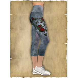 Spiralled Splendour: A Rose Vine Tale Capri Leggings