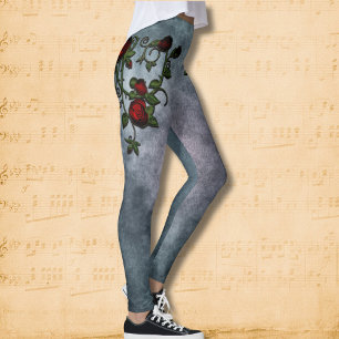 Spiralled Splendour: A Rose Vine Tale Leggings
