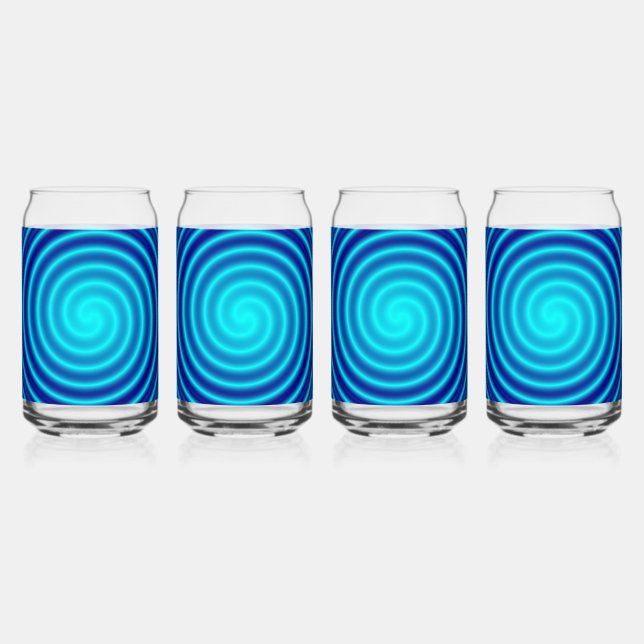 Spiralling Blue Vertigo Can Glass (Front)