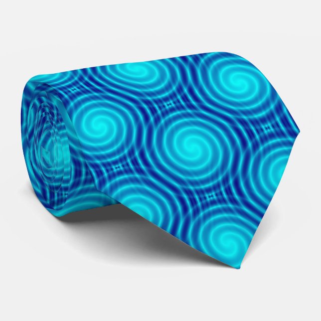Spiralling Blue Vertigo Tie (Rolled)