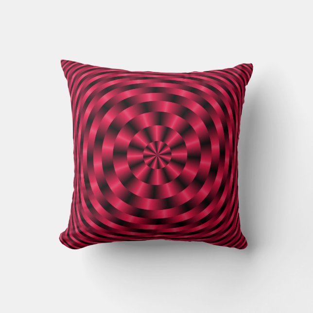 Spiralling Concentric Circles in Red Cushion (Front)
