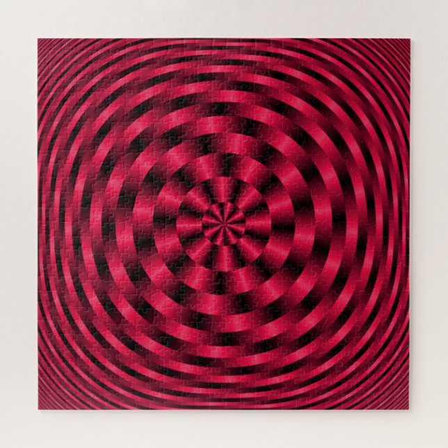 Spiralling Concentric Circles in Red Jigsaw Puzzle (Horizontal)