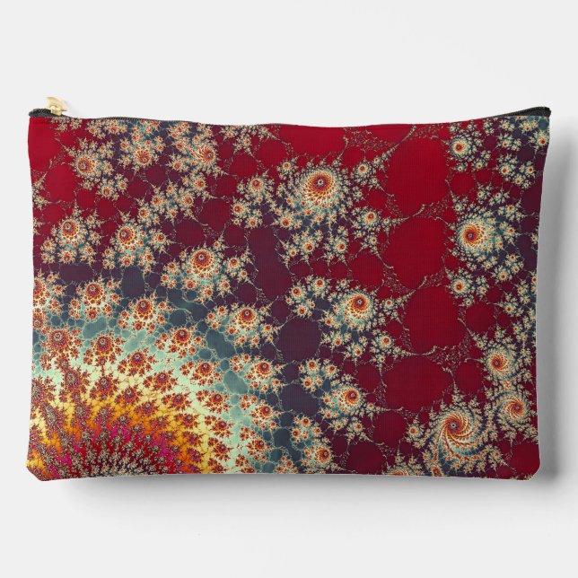 Spiralling Floral Pattern Accessory Pouch (Front)