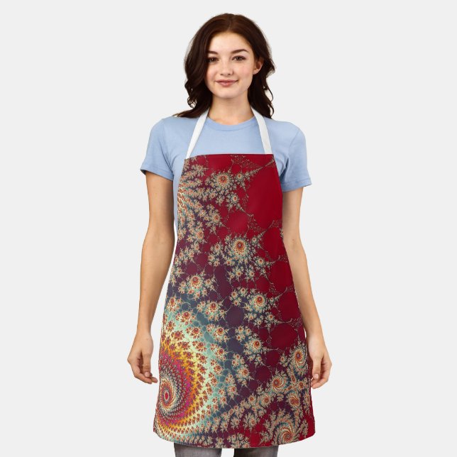 Spiralling Floral Pattern Apron (Worn)
