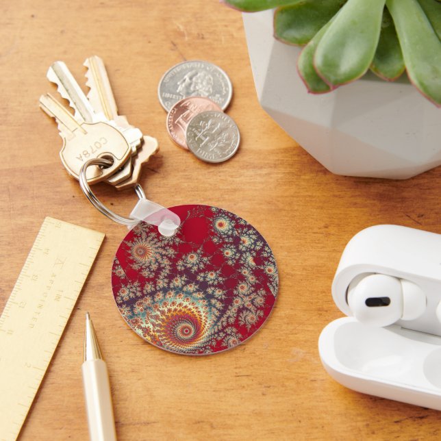 Spiralling Floral Pattern Key Ring (Desk)