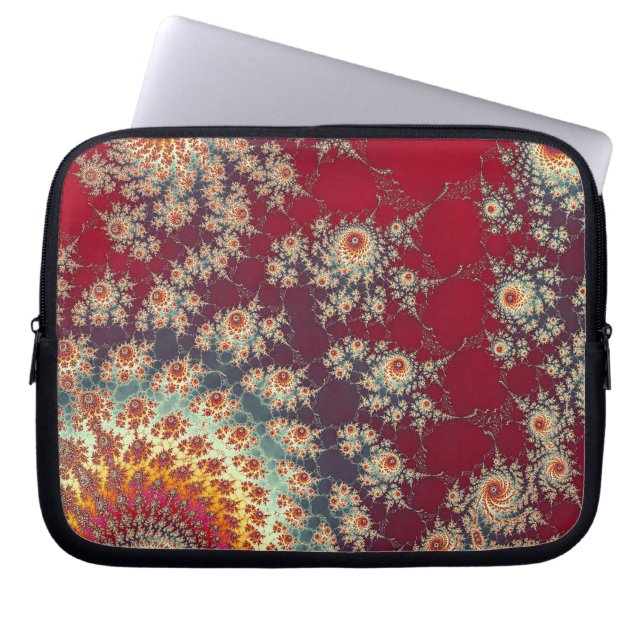 Spiralling Floral Pattern Laptop Sleeve (Front)