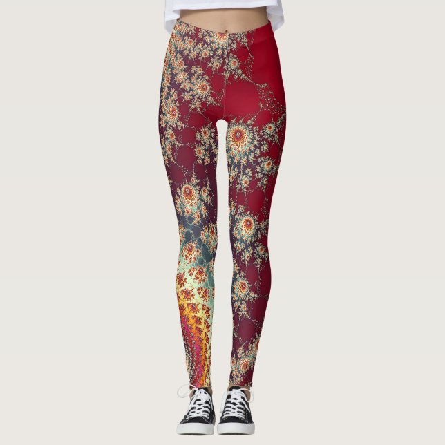 Spiralling Floral Pattern Leggings (Front)