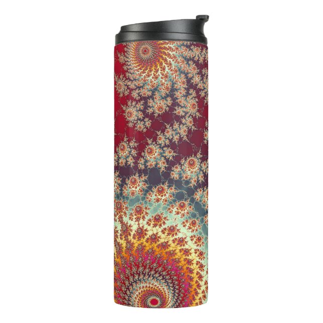 Spiralling Floral Pattern Thermal Tumbler (Rotated Left)