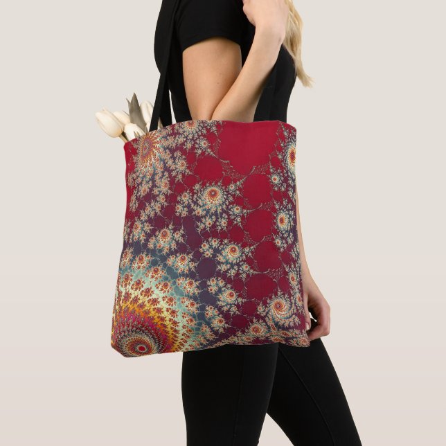 Spiralling Floral Pattern Tote Bag (Close Up)