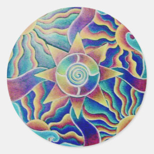 Spiralling Sun Mandala Sticker