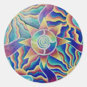 Spiralling Sun Mandala Sticker