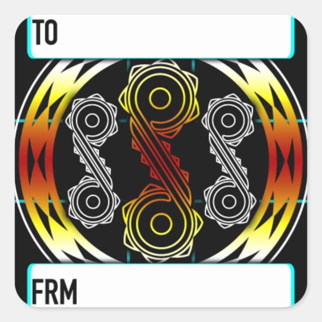 Spirals and Diamonds in starburst Square Sticker (Front)