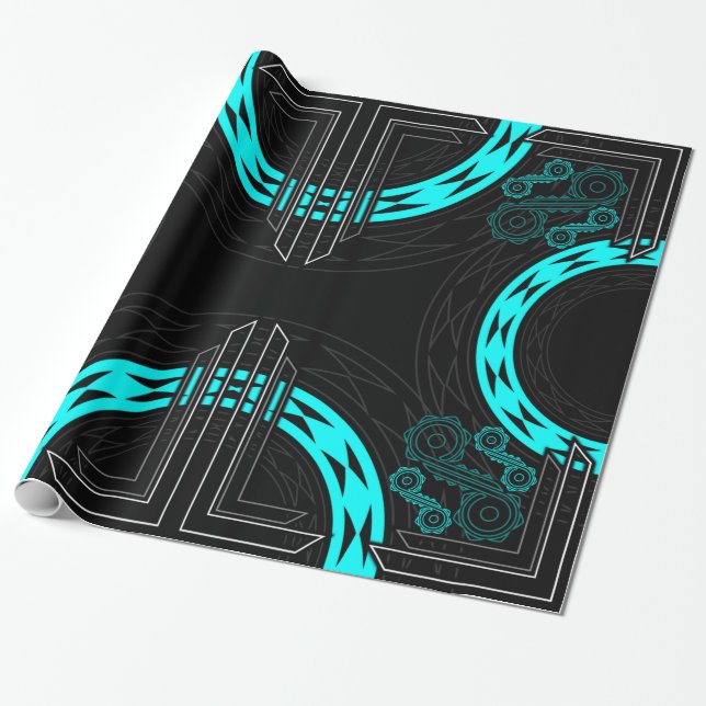 Spirals and Diamonds in turquoise Wrapping Paper (Unrolled)