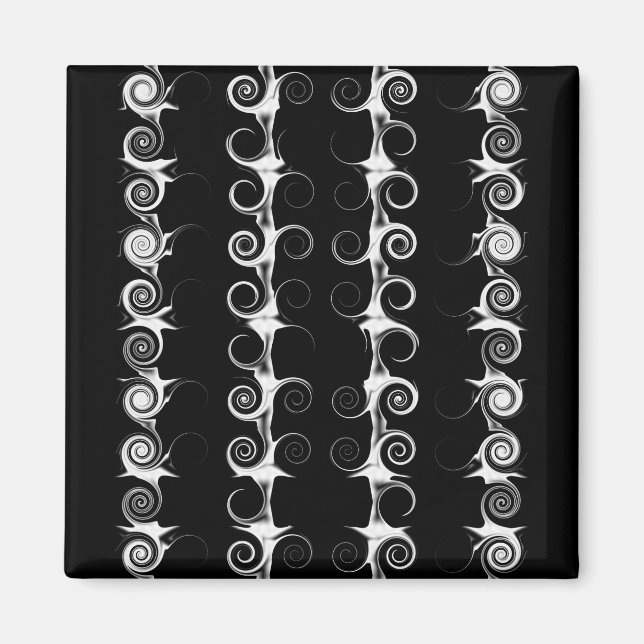 Spirals and Swirls Black and White Pattern Magnet (Front)
