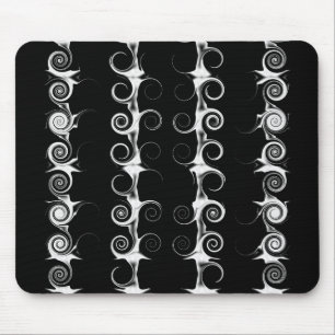 Spirals and Swirls Black and White Pattern Mouse Mat