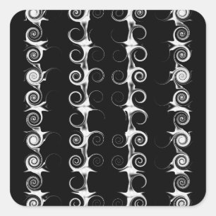 Spirals and Swirls Black and White Pattern Square Sticker