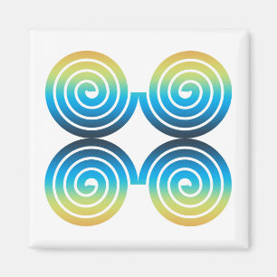 SPIRALS BLUE GREEN PATTERN MAGNET