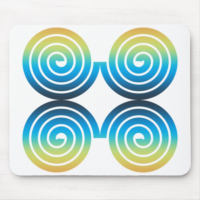 SPIRALS BLUE GREEN PATTERN MOUSE MAT (Front)