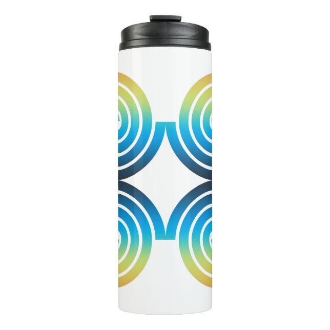 SPIRALS BLUE GREEN PATTERN THERMAL TUMBLER (Front)