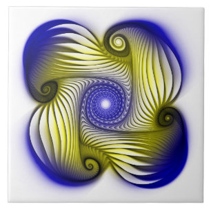 Spirals blue yellow optical shape tile