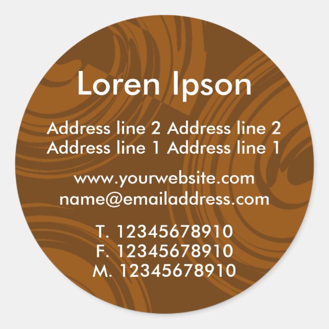 Spirals (Chocolate) Business / Profile Classic Round Sticker (Front)