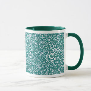 Spirals - Hunter Green on White Mug