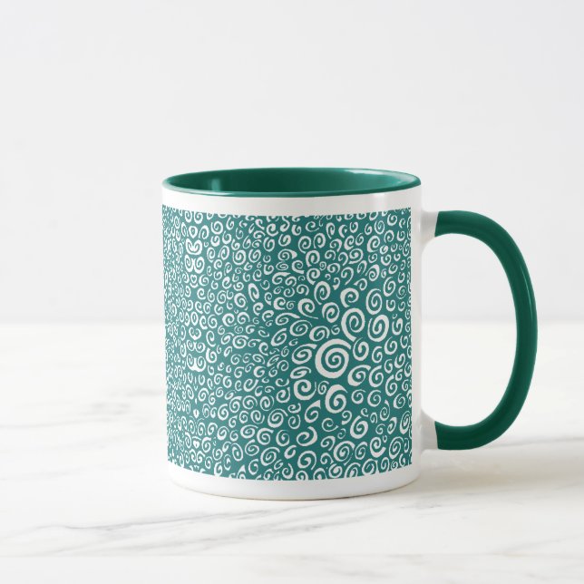 Spirals - Hunter Green on White Mug (Right)