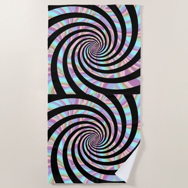 Spirals multicolor - black beach towel (Front)