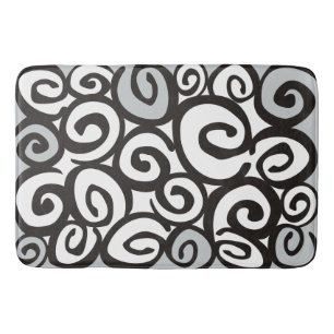 Spirals Pattern Black & White + your ideas Bath Mat