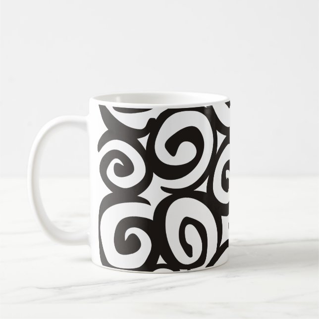 Spirals Pattern Black & White + your ideas Coffee Mug (Left)