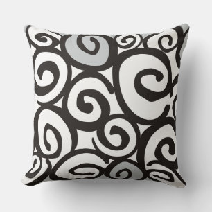 Spirals Pattern Black & White + your ideas Cushion