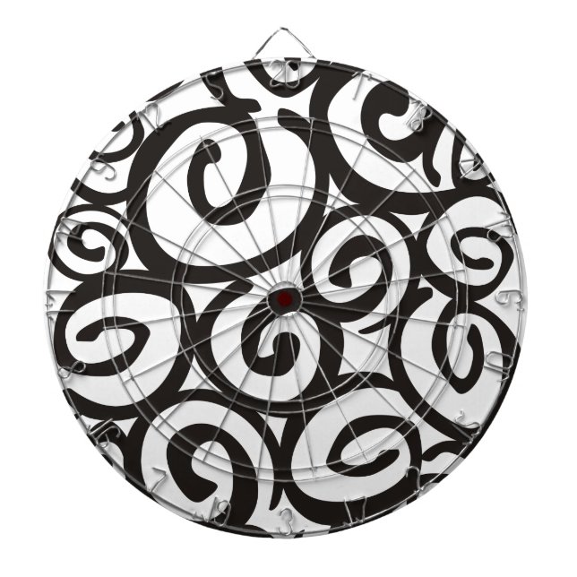 Spirals Pattern Black & White + your ideas Dartboard (Front)