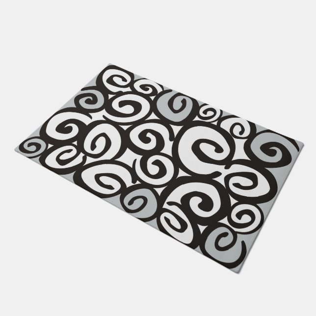 Spirals Pattern Black & White + your ideas Doormat (Angled)