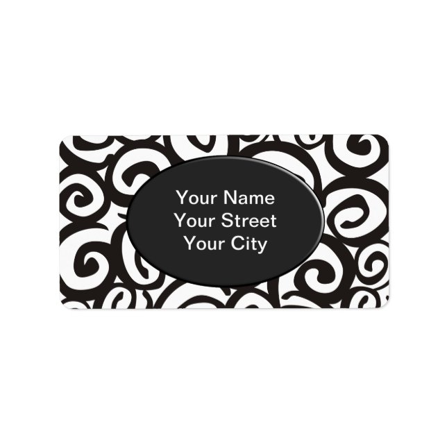 Spirals Pattern Black & White + your ideas Label (Front)