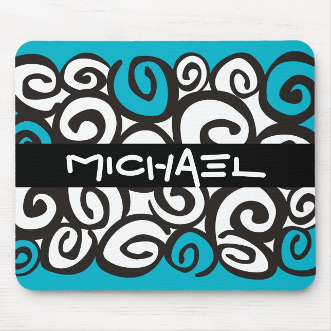 Spirals Pattern Black & White + your ideas Mouse Mat (Front)