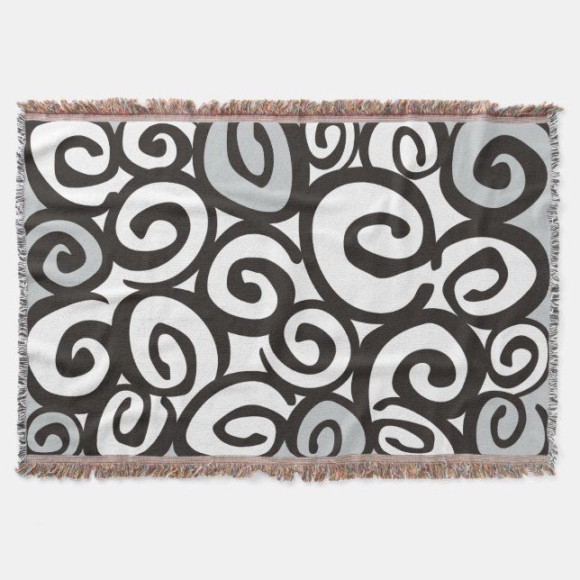 Spirals Pattern Black & White + your ideas Throw Blanket (Front)