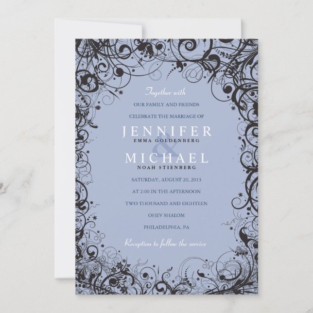 SPIRALS & STARS Jewish Wedding Invitation (Front)