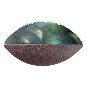Spirals Teal Beige Green Abstract Fractal Art American Football