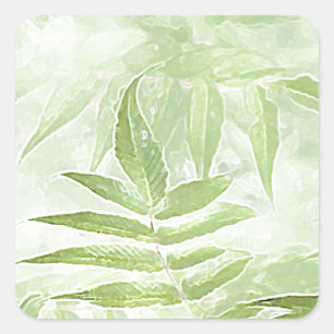 Spirea Leaves - Digital Art Square Sticker