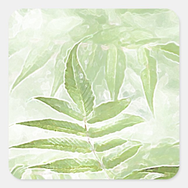 Spirea Leaves - Digital Art Square Sticker (Front)
