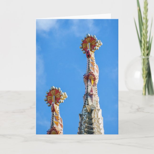 Spires of La Sagrada Familia in Barcelona, Spain Card (Front)