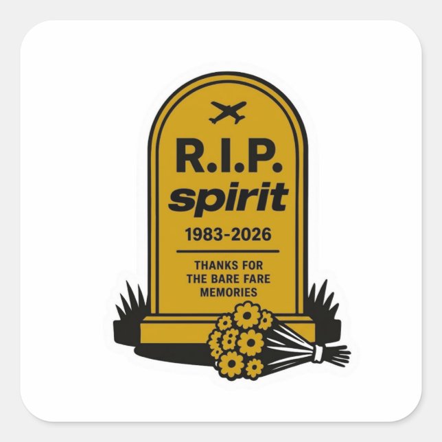 spirit airlines 1983-2026 square sticker (Front)
