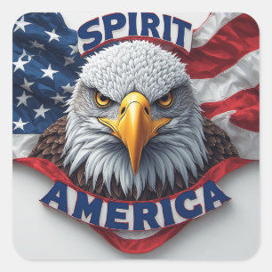Spirit America American Flag Patriotic Square Sticker