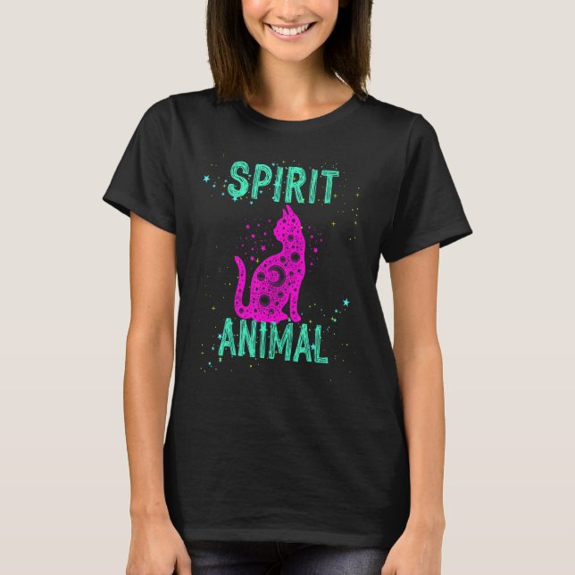 Spirit Animal Cat Celestial Comfort Cute Pink Anim T-Shirt (Front)