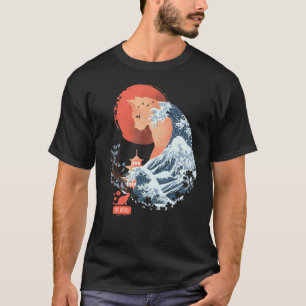 Spirit Animal Cat Landscape Ukiyo E Traditional Ja T-Shirt