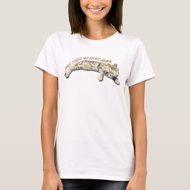 spirit animal, sleepy cat t-shirt, funny meme T-Shirt (Front)