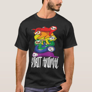 spirit animal, sloths stacked in rainbow colours T-Shirt